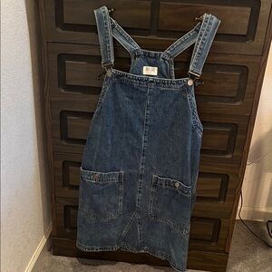 Denim Overall Dress with Pockets